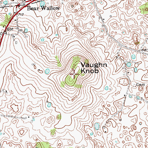 Topographic Map of Vaughn Knob, KY