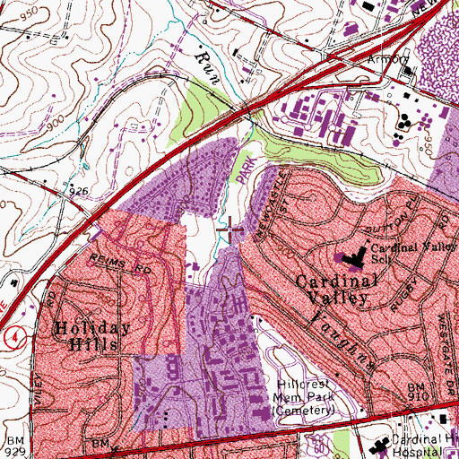 Topographic Map of Vaughns Branch, KY