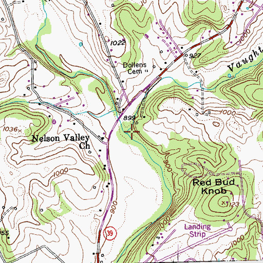 Topographic Map of Vaught Branch, KY