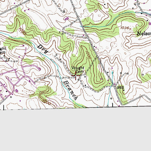 Topographic Map of Vaught Cemetery, KY