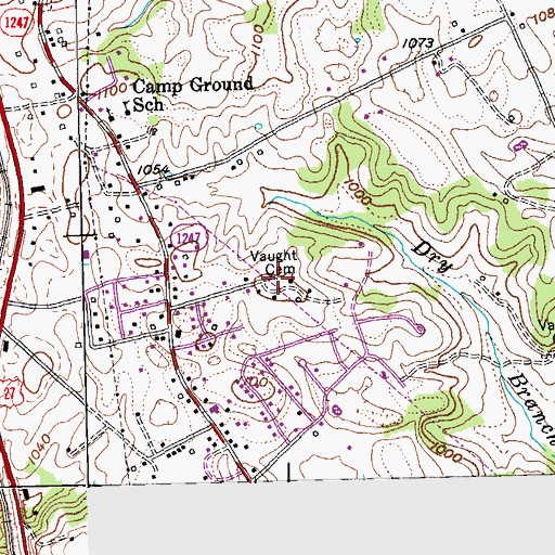 Topographic Map of Vaught Cemetery, KY