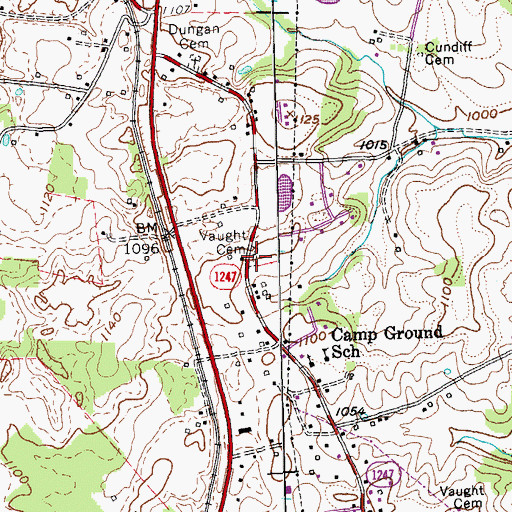 Topographic Map of Vaught Cemetery, KY