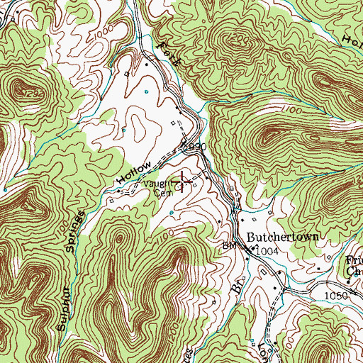 Topographic Map of Vaught Cemetery, KY