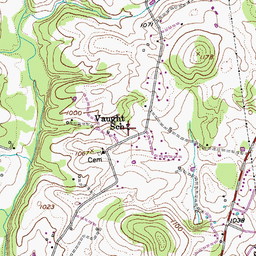 Topographic Map of Vaught School, KY