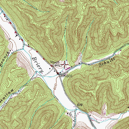 Topographic Map of Veach Cemetery, KY