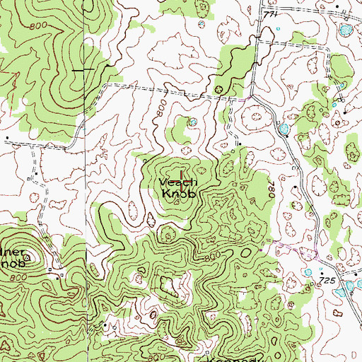 Topographic Map of Veach Knob, KY