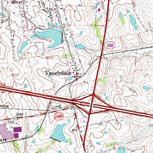 Topographic Map of Veechdale, KY