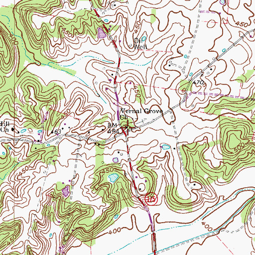 Topographic Map of Vernal Grove Church, KY