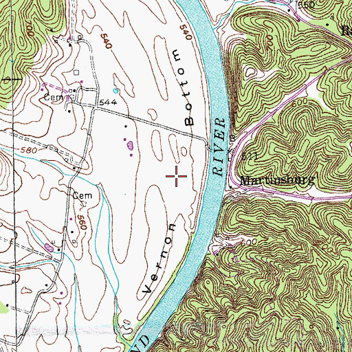 Topographic Map of Vernon Bottom, KY