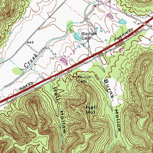 Topographic Map of Vernon Cemetery, KY
