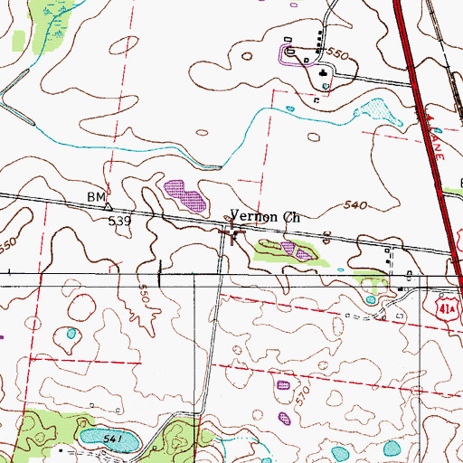 Topographic Map of Vernon Church, KY