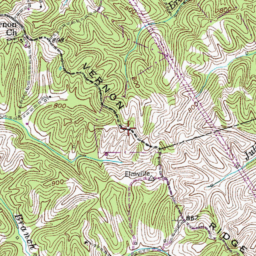 Topographic Map of Vernon Ridge, KY