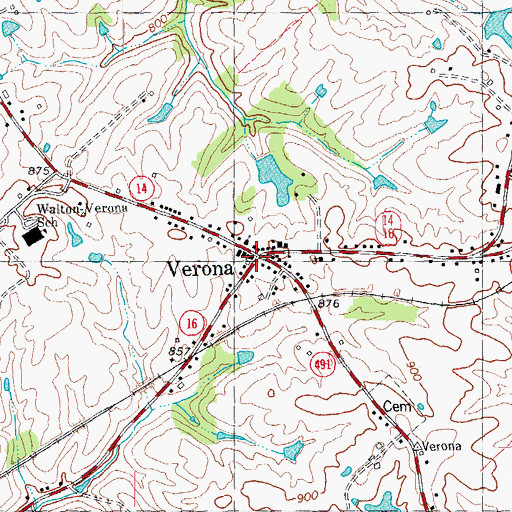 Topographic Map of Verona, KY