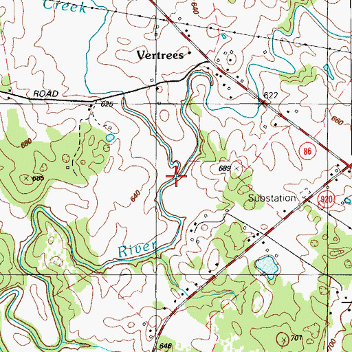 Topographic Map of Vertrees Creek, KY