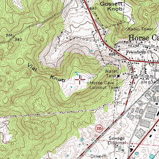 Topographic Map of Vial Knob, KY