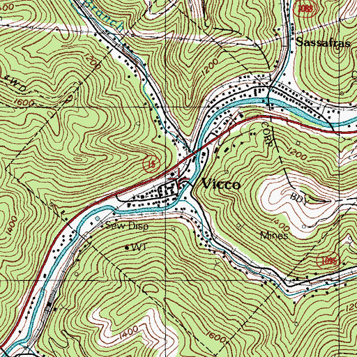 Topographic Map of Vicco, KY