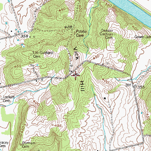 Topographic Map of Vick Hill, KY