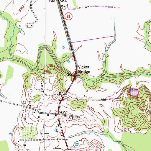 Topographic Map of Vicker Bridge, KY