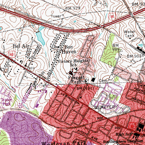 Topographic Map of Victory Heights School, KY
