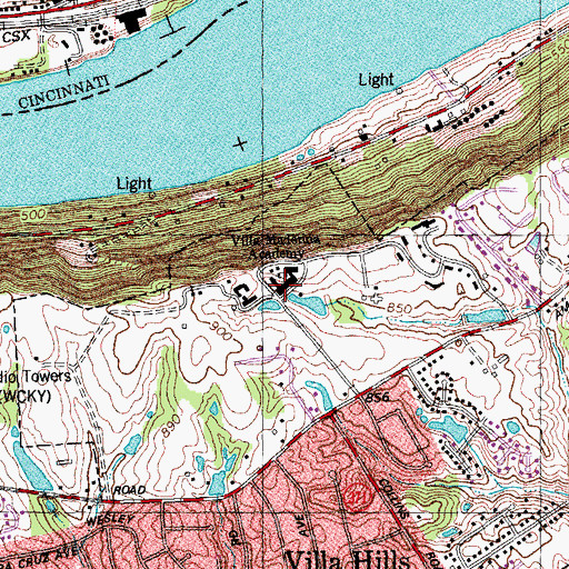 Topographic Map of Villa Madonna Academy, KY