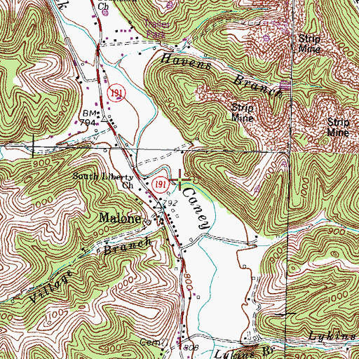 Topographic Map of Village Branch, KY