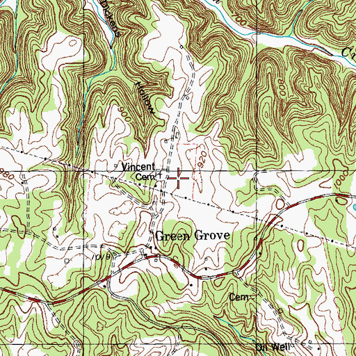 Topographic Map of Vincent Cemetery, KY