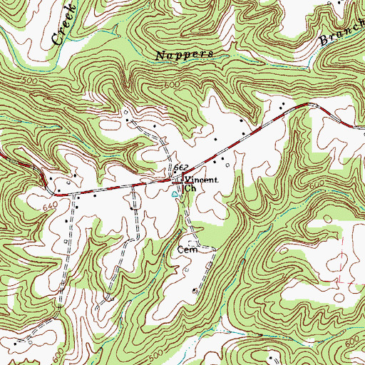 Topographic Map of Vincent Church, KY