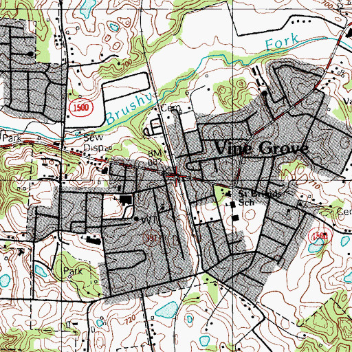 Topographic Map of Vine Grove, KY