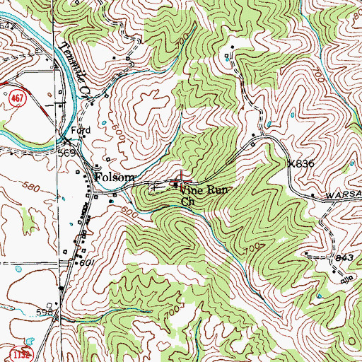 Topographic Map of Vine Run Baptist Church, KY
