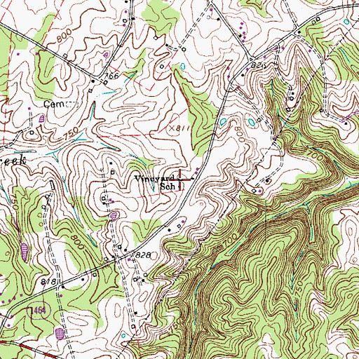 Topographic Map of Vineyard School, KY
