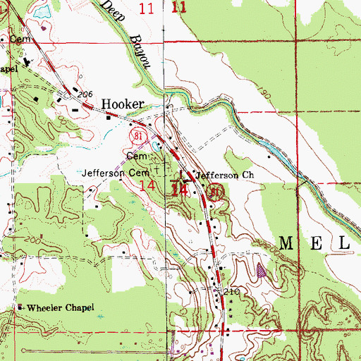 Topographic Map of Jefferson Church, AR