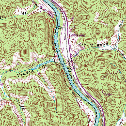 Topographic Map of Vinson Branch, KY
