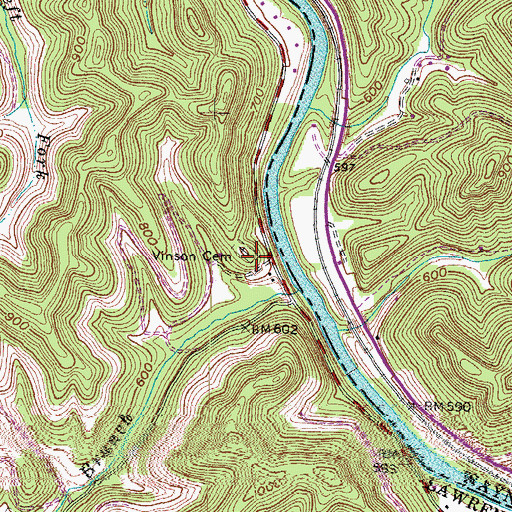Topographic Map of Vinson Cemetery, KY