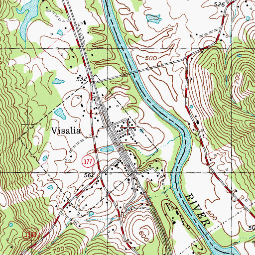 Topographic Map of Visalia, KY