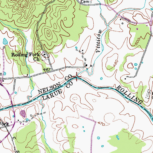 Topographic Map of Vittitow Creek, KY