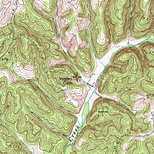 Topographic Map of Voyles Cemetery, KY