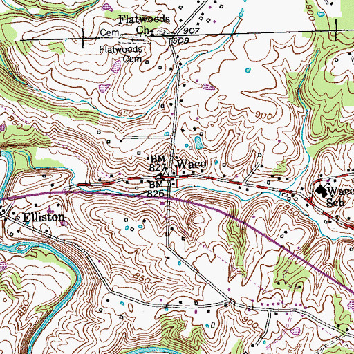 Topographic Map of Waco, KY