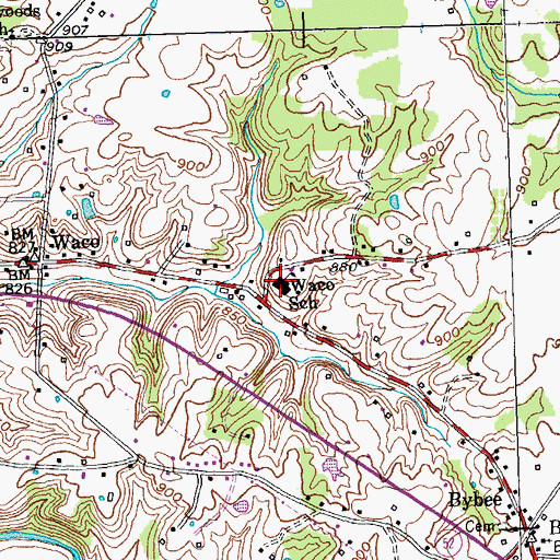 Topographic Map of Waco Elementary School, KY