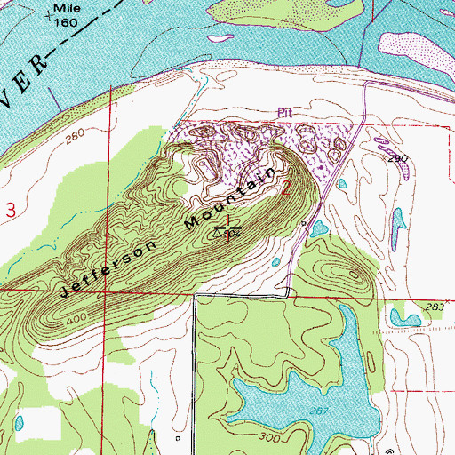 Topographic Map of Jefferson Mountain, AR