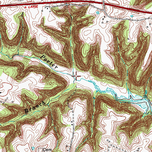 Topographic Map of Waddle Branch, KY