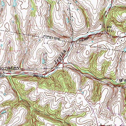 Topographic Map of Waddy Branch, KY