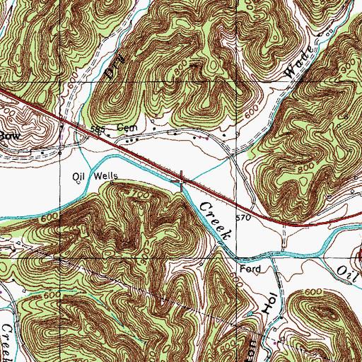 Topographic Map of Wade Branch, KY