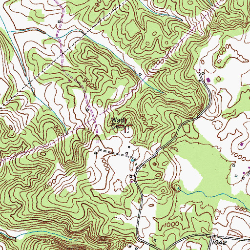 Topographic Map of Wade Cemetery, KY