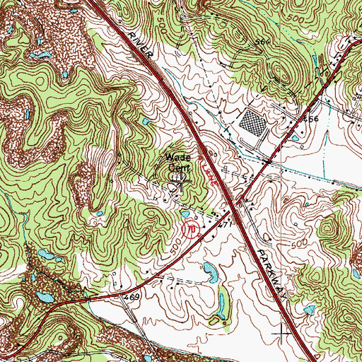 Topographic Map of Wade Cemetery, KY