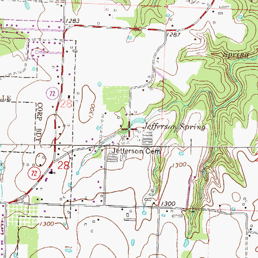 Topographic Map of Jefferson Spring, AR