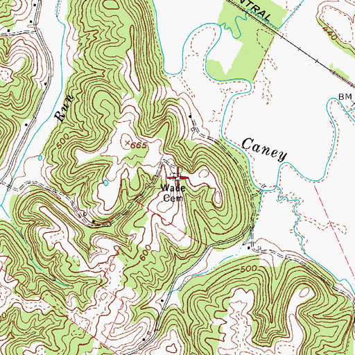 Topographic Map of Wade Cemetery, KY