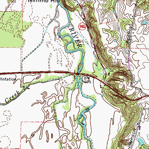 Topographic Map of Wades Creek, KY
