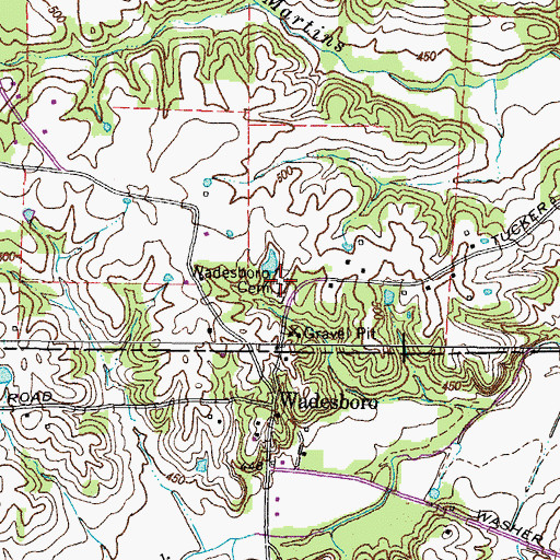 Topographic Map of Wadesboro Cemetery, KY