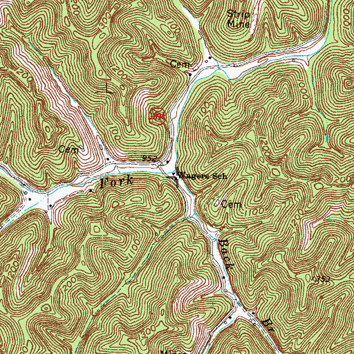 Topographic Map of Wagers School, KY