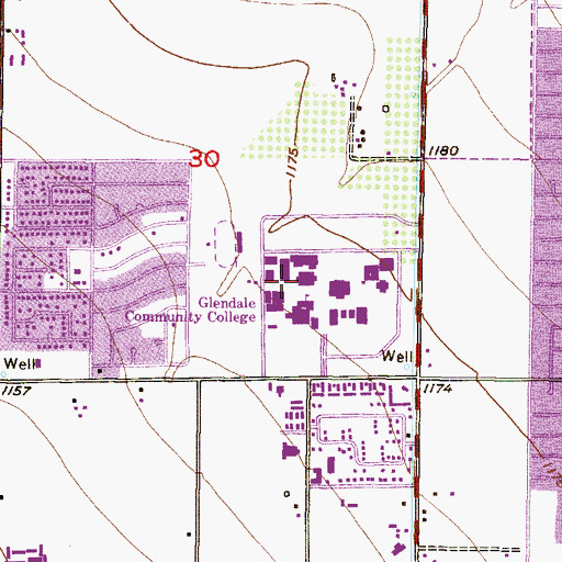 Topographic Map of Glendale Community College, AZ